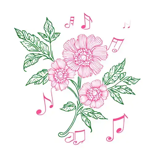 Crochet Flores and Music tattoo design idea