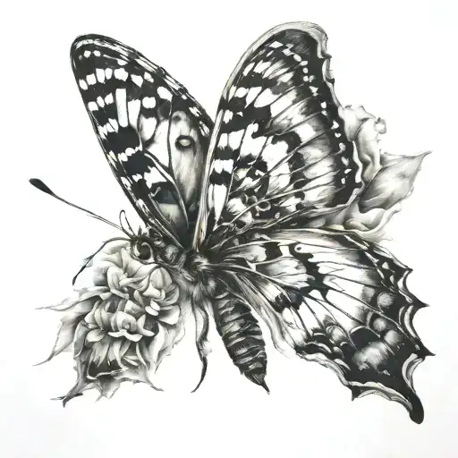 blurry mind butterfly emerging tattoo design idea