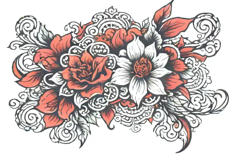 girly, red, Lacey tattoo design tattoo design idea