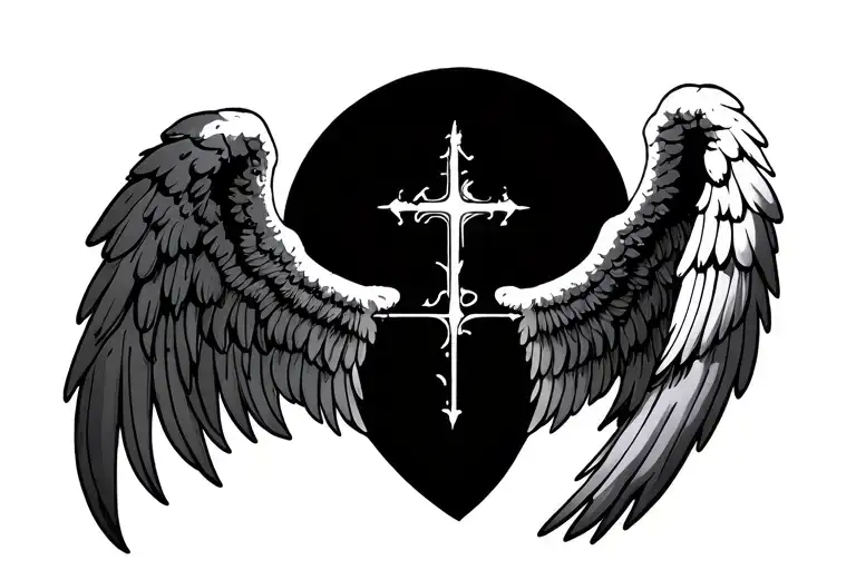 Sobriety with angel wings spread wide tattoo design idea