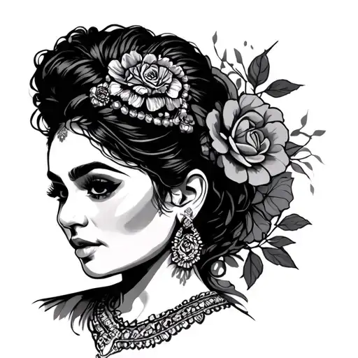 chola women for men tattoo design idea