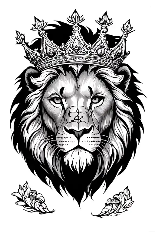 lion with crown amd scar on his face tattoo design idea