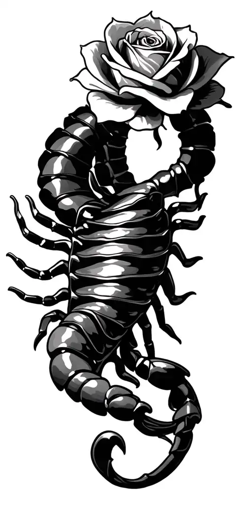 scorpion rose intertwined tattoo design idea