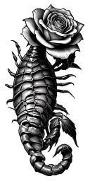 scorpion rose intertwined tattoo design idea