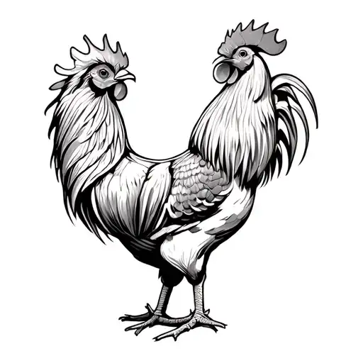 rooster fighting tattoo design idea