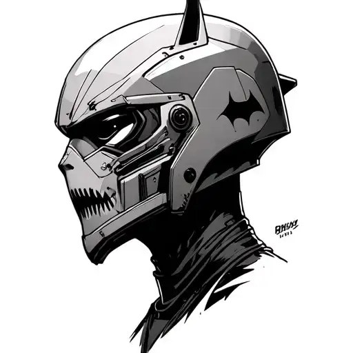 ghost from call of duty, with Normandy sr2 from mass effect, with hints of Batman Arkham trilogy, and noble 6's helmet. tattoo design idea