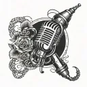 A tattoo design featuring a microphone intertwined with a scorpion symbol, representing your love for Juice WRLD and XXXTENTACION, as well as your zodiac sign. tattoo design idea