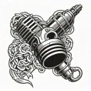 A tattoo design featuring a microphone intertwined with a scorpion symbol, representing your love for Juice WRLD and XXXTENTACION, as well as your zodiac sign. tattoo design idea