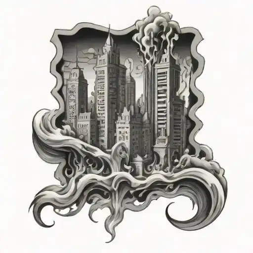 Burning City tattoo design idea