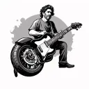 Offer me an original tattoo in tribute to my father who is dentist surgeon, passionate about guitar and motorcycle tattoo design idea