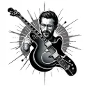 Offer me an original tattoo in tribute to my father who is dentist surgeon, passionate about guitar and motorcycle tattoo design idea