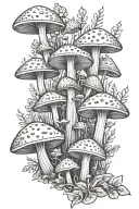 mushroom forest geometric design tattoo design idea