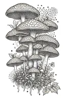 mushroom forest geometric design tattoo design idea