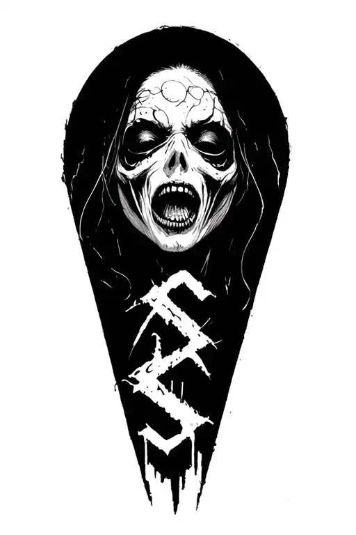 "Sextape" scary dark cyber sigilism tattoo design idea