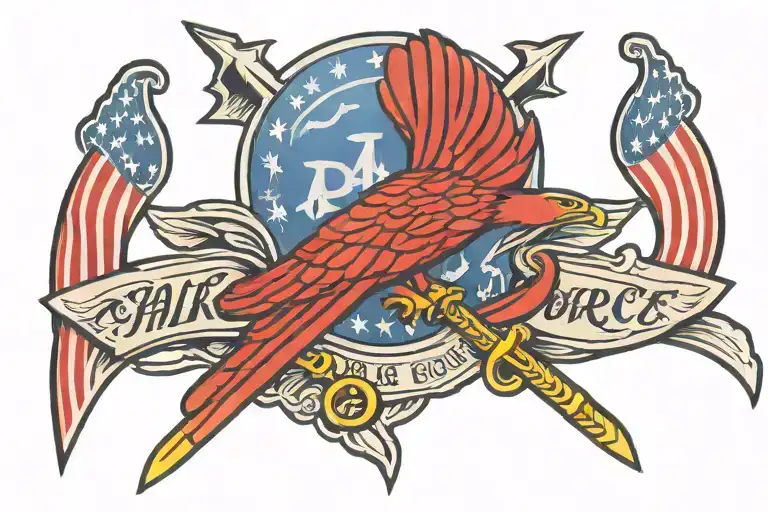 Air Force logo, Atlanta Braves logo, Alzheimer's ribbon tattoo design idea