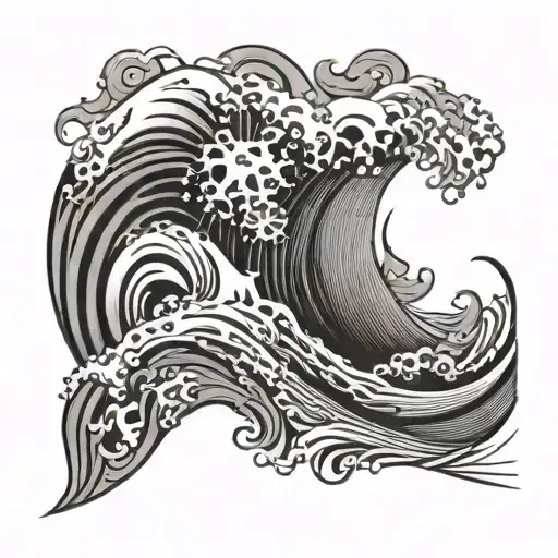 graphic wave in profile tattoo design idea