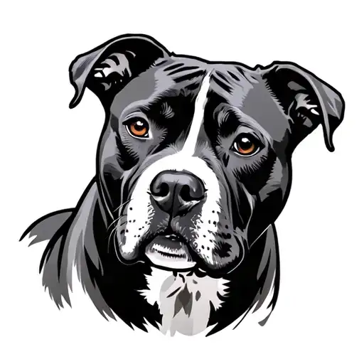 pitbull dog white with patch on eye tattoo design idea
