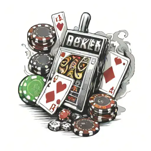 poker casino slot machine tattoo design idea