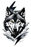wolf storm clouds lightening bolt tattoo design idea