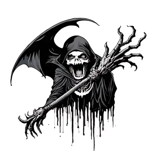 grim reaper eating a soul leaving the body tattoo design idea