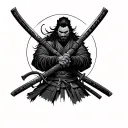 Ronin with two katanas tattoo design idea