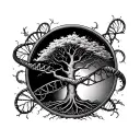 dna double helix and tree of life tattoo design idea