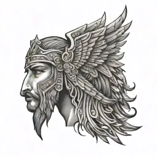 assyrian style with archangels tattoo design idea