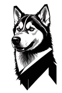 husky face with geometric tattoo design idea