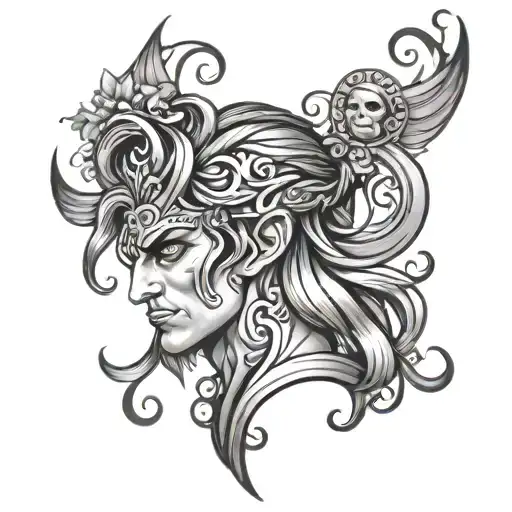 Neo traditional hades Greek god tattoo design idea
