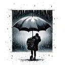 an umbrella blocking heavy rain falling tattoo design idea