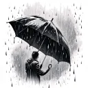 an umbrella blocking heavy rain falling tattoo design idea