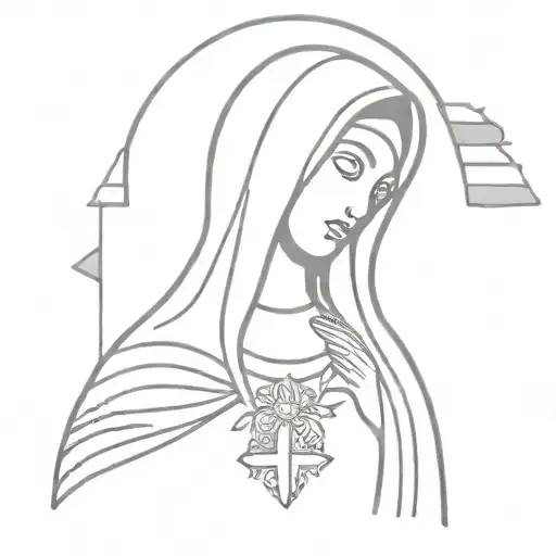 virgin mary wearing mexico flag tattoo design idea