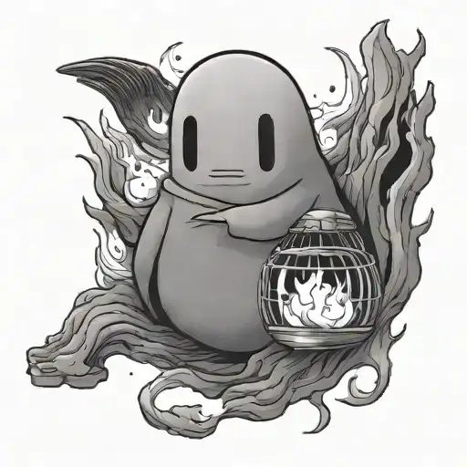 no face feeding calcifer spirited away make friends tattoo design idea