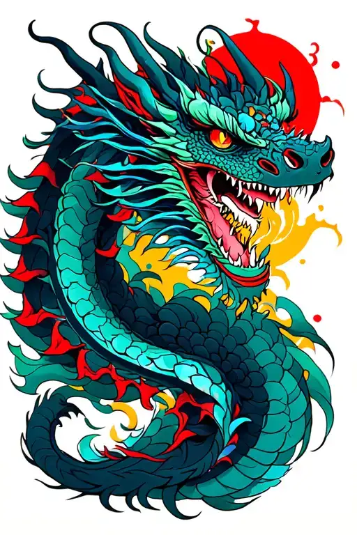 cyberpunk and dragon tattoo design idea