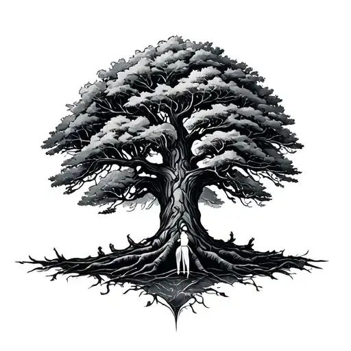 wife daughter family tree growing tattoo design idea