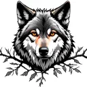wolf looking forward willow tree branch tattoo design idea