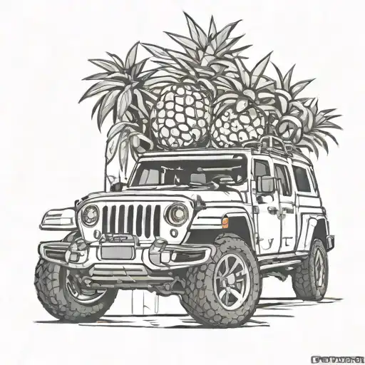 jeep gladiator beach pineapples inside tattoo design idea