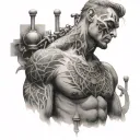 3 dots on a man's traps tattoo design idea