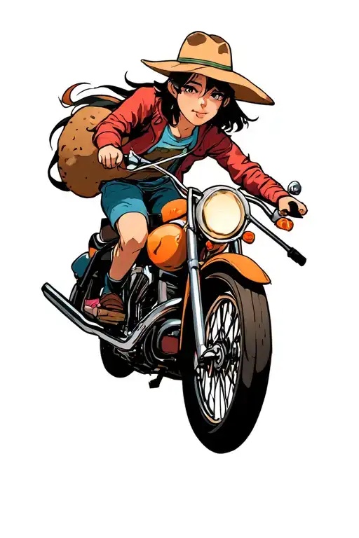 potato riding tattoo design idea