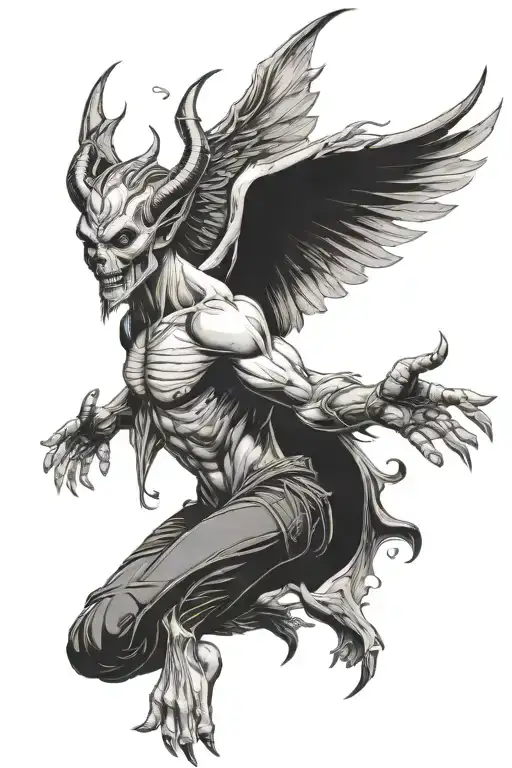 Demon With leathery wings tattoo design idea