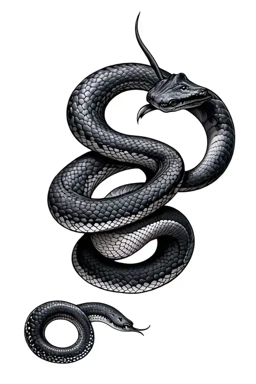 two headed snake wrapped tattoo design idea