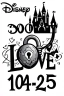 Disney, Nickolodeon, 90s theme, disney castle siloheutte, infinity, love, lock and key, 143, AJ, Holmes, 10.08.25, crown tattoo design idea
