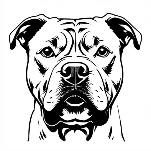 pitbull face portrait tattoo design idea