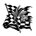 checkered flag,  polynesia, hawaii tattoo design idea