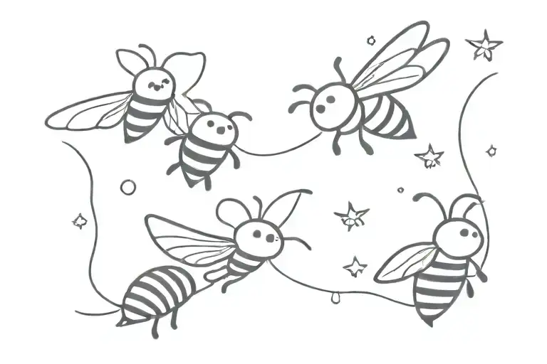 simple bees dressed up as ghosts flying together tattoo design idea