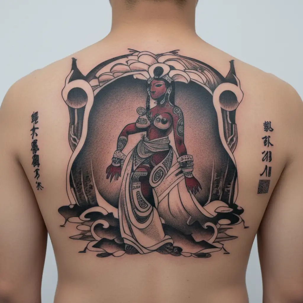 Ahegao African Goddess Oshun nude tattoo design idea