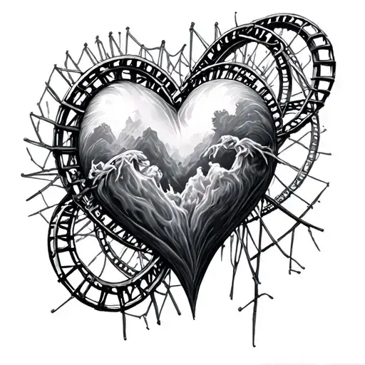 roller coaster heart tattoo design idea