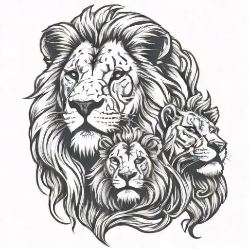 lion loyal cool grandma and grandpa tattoo design idea