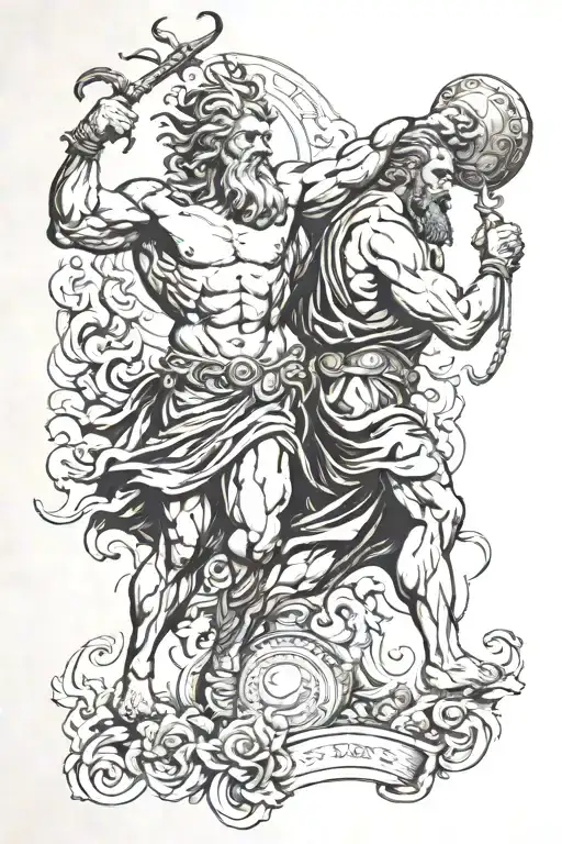 zeus vs ades Greek mythology tattoo design idea