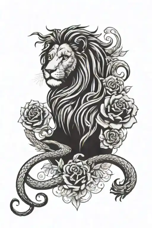 Lion, Cat, Izac Logo, Rose, Phoenix, Snake tattoo design idea